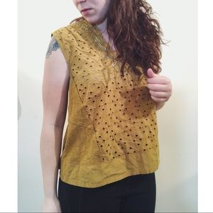 🔴SALE! Anthro Akemi+Kin Mustard Cadiz Embroidered